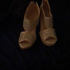 Gold sparkling sandal heels